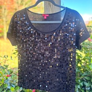 BONGO Black Sequin Crop Top EUC Size M